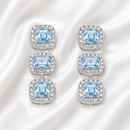 BRINCO BORDADO CRAVEJADO CRISTAL AQUA MARINHA
