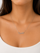 COLAR PERSONALIZADO MANUSCRITO COM CRAVAÇÃO MOISSANITE PRATA 925