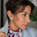 BRINCO EAR HOOK CINCO ZIRCÔNIAS RÓDIO BRANCO