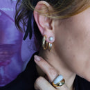 ARGOLA COM ESFERA CRAVEJADA