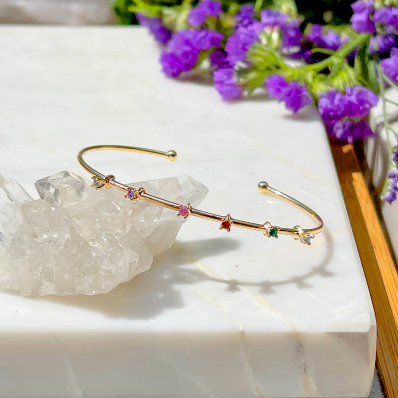 BRACELETE ZIRCONIA COLORIDA CRAVAÇÃO EM GARRAS