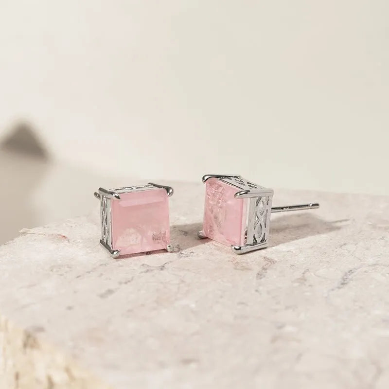 BRINCO FUSION QUARTZO ROSA QUADRADO