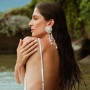 BRINCO FLOR PÉROLAS FIOS