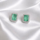 BRINCO FUSION ESMERALDA COLOMBIANA RETANGULAR BORDADO PRTATA 925