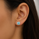 BRINCO PONTO DE AQUA MARINHA RÓDIO BRANCO
