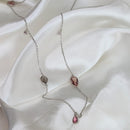 COLAR LONGO CRISTAIS DOZE GOTAS 80CM RÓDIO BRANCO