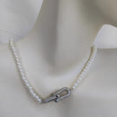 COLAR PÉROLA PINGENTE TIFANNY CRAVEJADO RÓDIO BRANCO