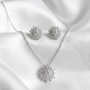 BRINCO E COLAR FLOCO NEVE CRAVEJADO PRATA 925