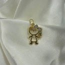 PINGENTE FILHA VAZADO COM LAÇO CRAVEJADO