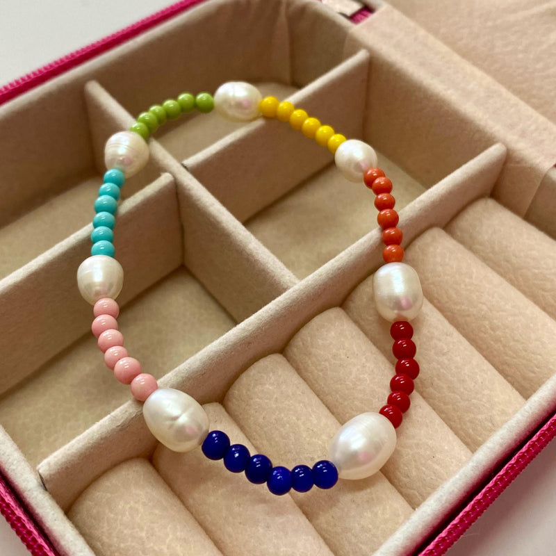 PULSEIRA CRISTAIS COLORIDOS PÉROLAS