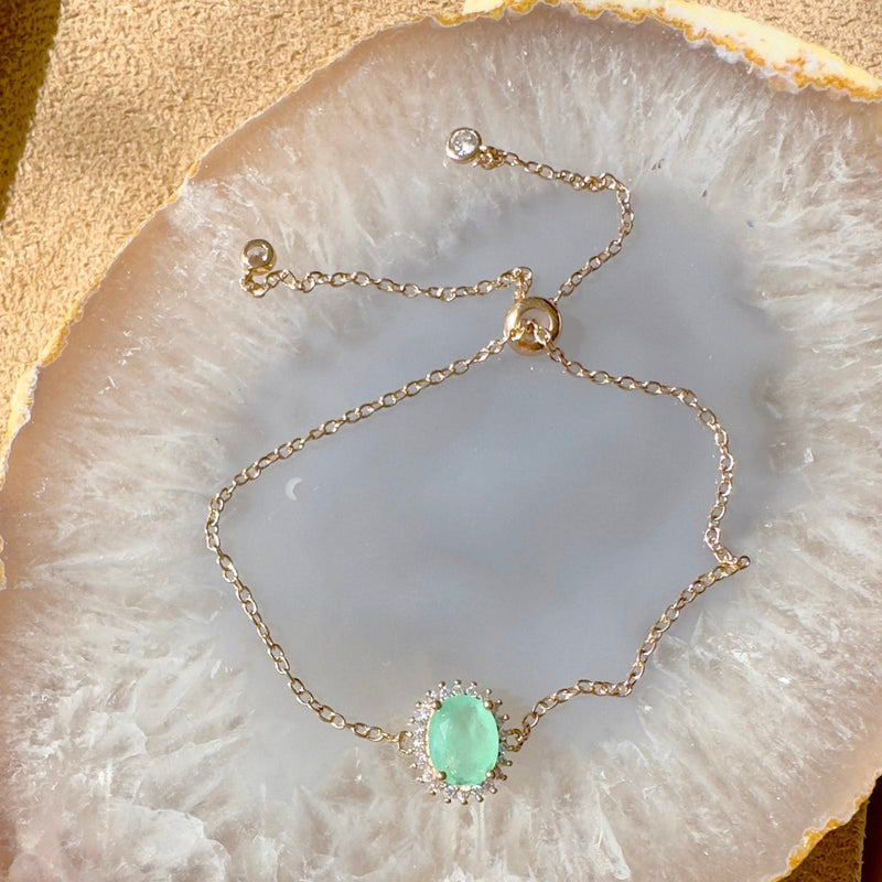 PULSEIRA FUSION ESMERALDA COLOMBIANA ZIRCONIA BRANCA OVAL