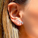 BRINCO ZIRCONIA BRANCA EAR CUFF GOTAS PRATA 925