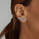 BRINCO ZIRCONIA FANCY YELLOW ZIRCONIA BRANCA EARCUFF CORAÇÕES PRATA 925