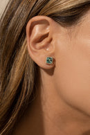 CONJUNTO CRISTAL PARAIBA ZIRCONIA BRANCA QUADRADO CRAVEJADO (BRINCO + COLAR)