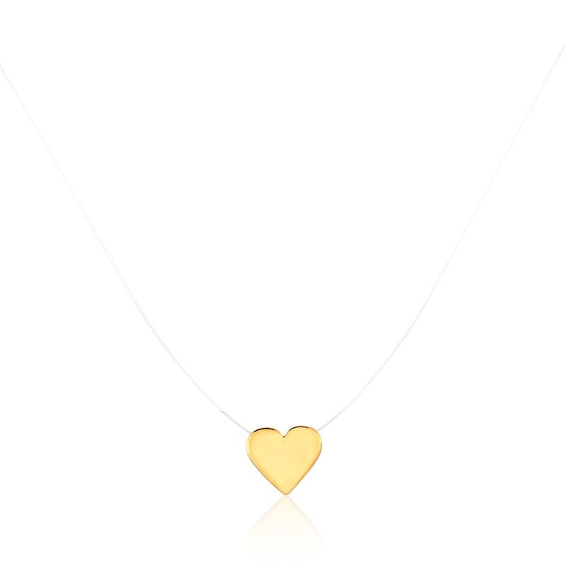 COLAR NYLON CORAÇÃO BANHO OURO 18K