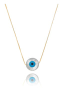 COLAR OURO 18K OLHO GREGO MADRE PEROLA